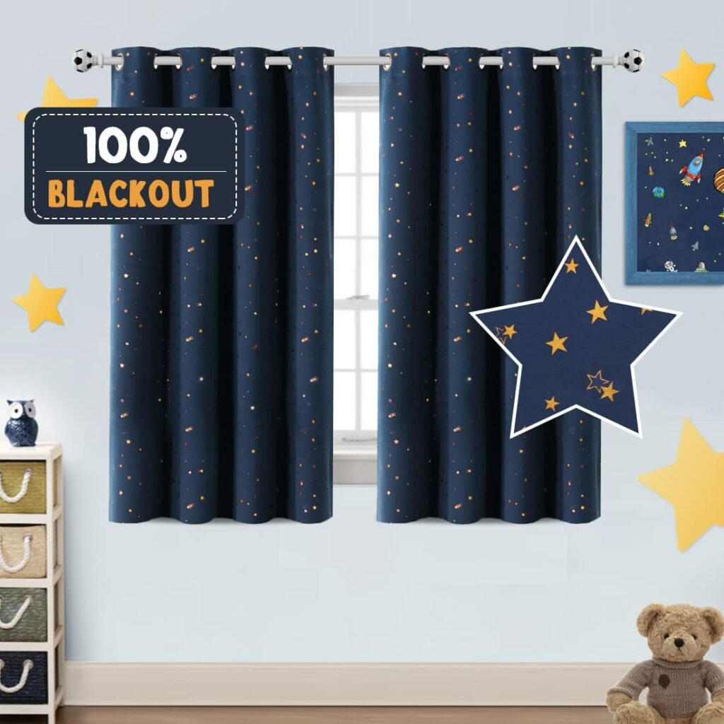 blue short blackout curtain for nursery
