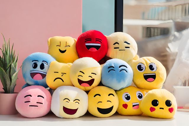 different plushes showing different emotions