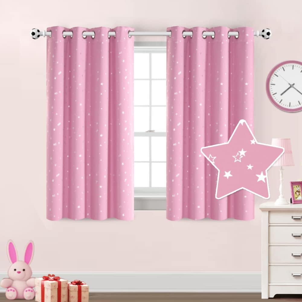 pink short blackout curtain for nursery