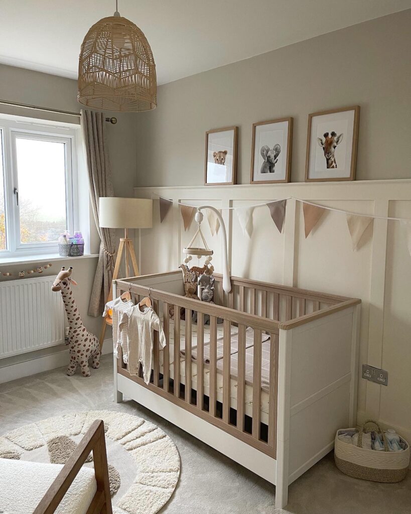 safari wall art with wainscotting
